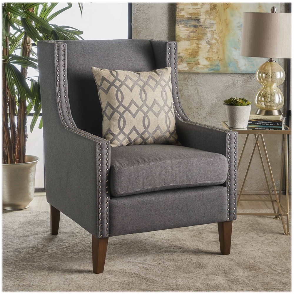 Left View: Noble House - Bluefield 100% Polyester Armchair - Charcoal
