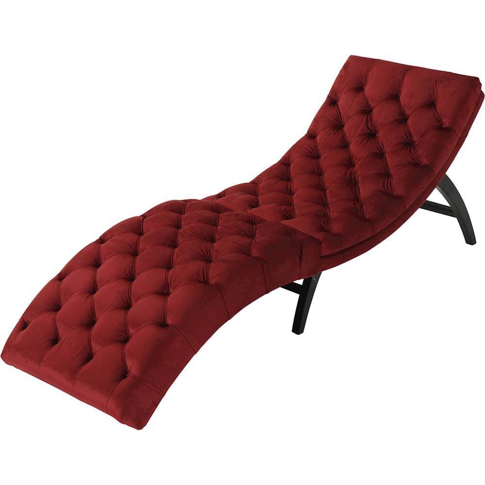 Left View: Noble House - Janesville Tufted Chaise Lounge - Garnet