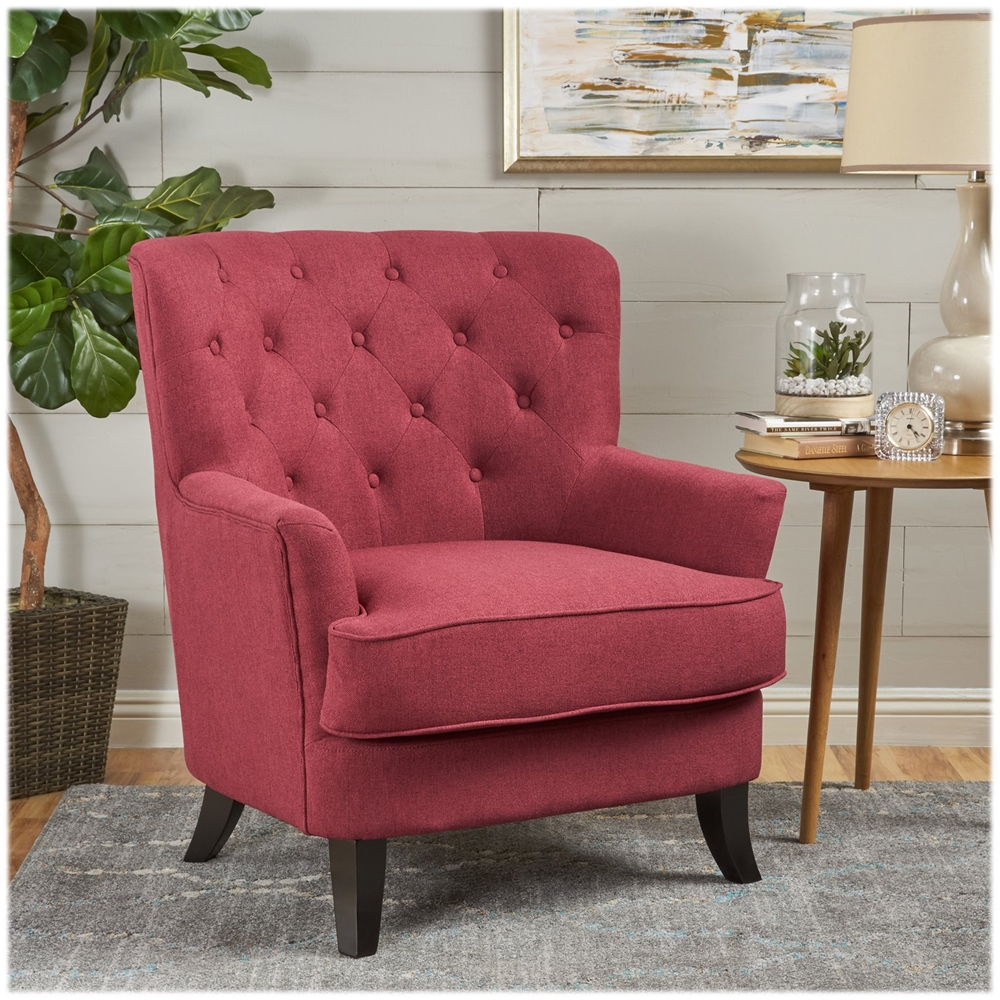 Left View: Noble House - Randolph Club Chair - Deep Red