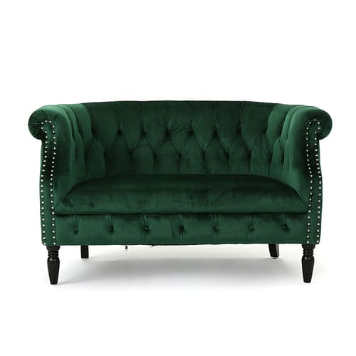 Noble House - Victoria New Velvet Loveseat - Emerald