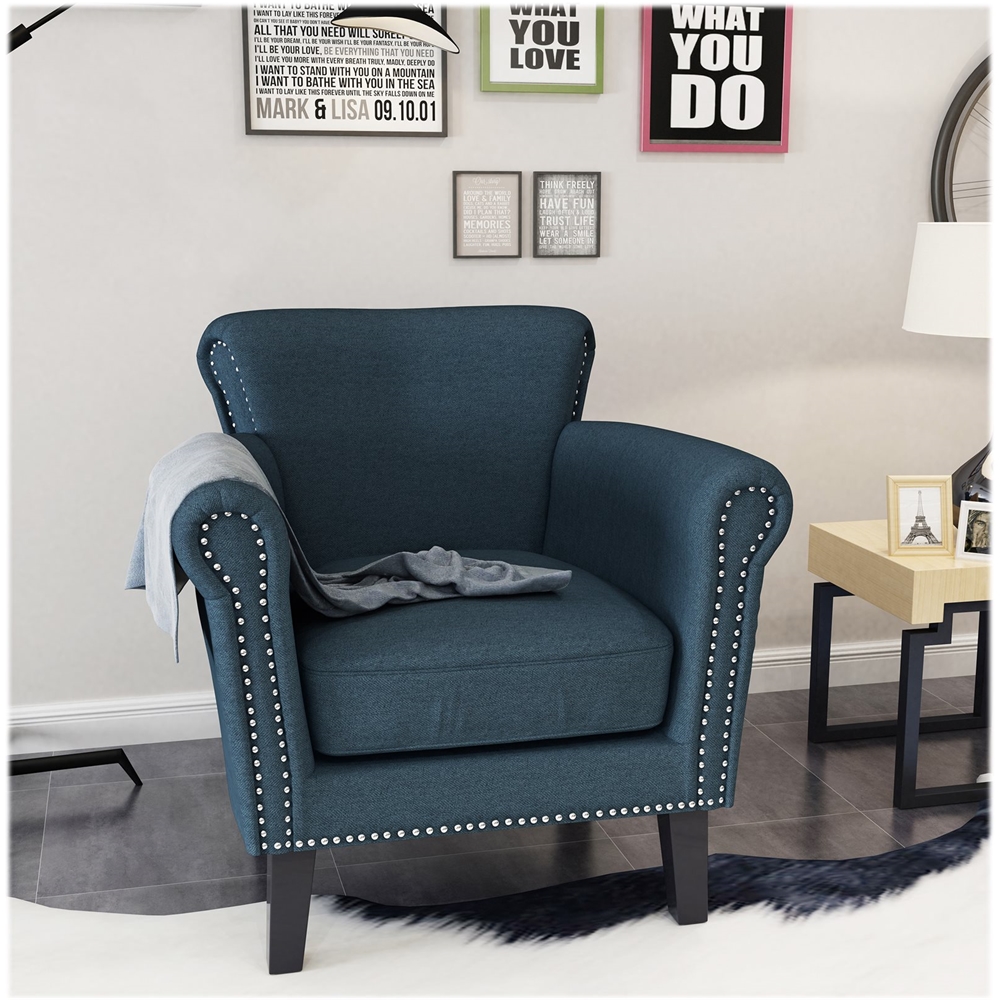 Left View: Noble House - Fremont Club Chair - Navy Blue