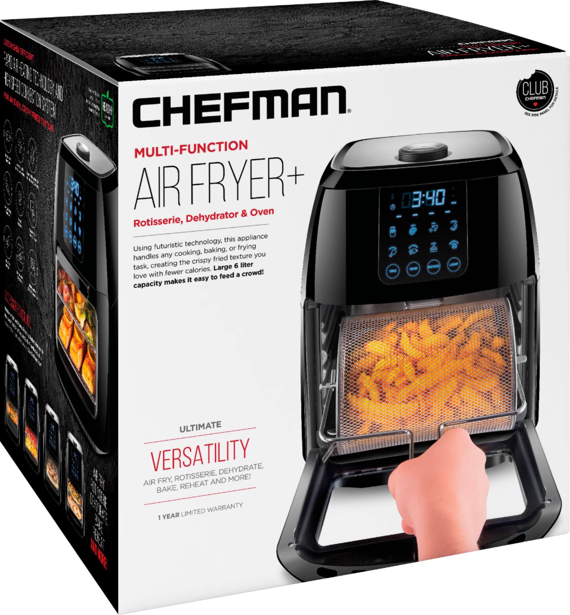 Alt View 13. Chefman - 6L Digital Air Fryer, Dehydrator, Rotisserie Combo - Black.