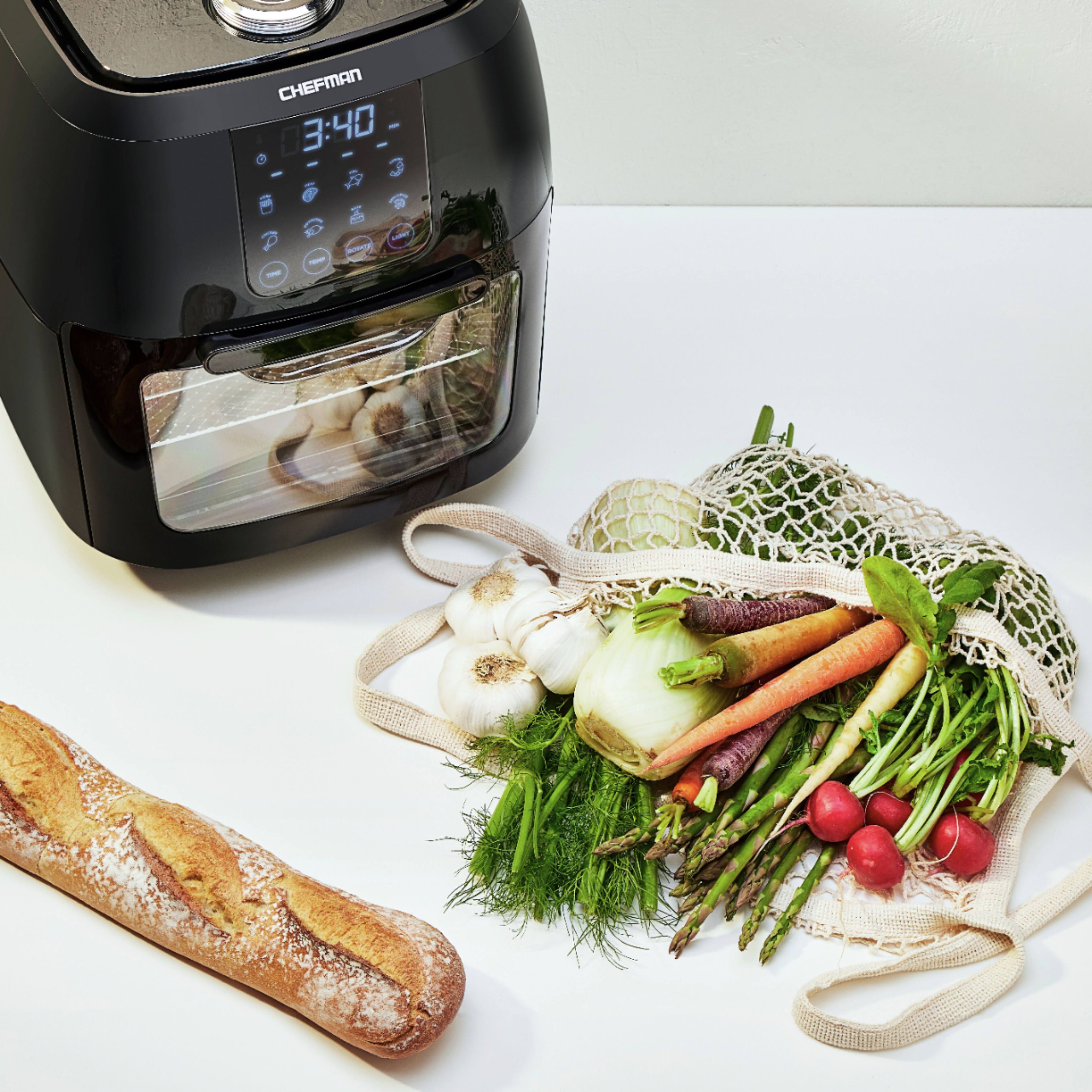 Alt View 17. Chefman - 6L Digital Air Fryer, Dehydrator, Rotisserie Combo - Black.