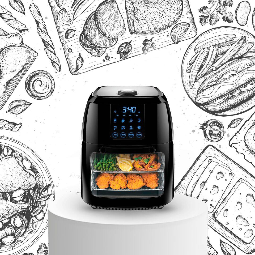 Alt View 22. Chefman - 6L Digital Air Fryer, Dehydrator, Rotisserie Combo - Black.
