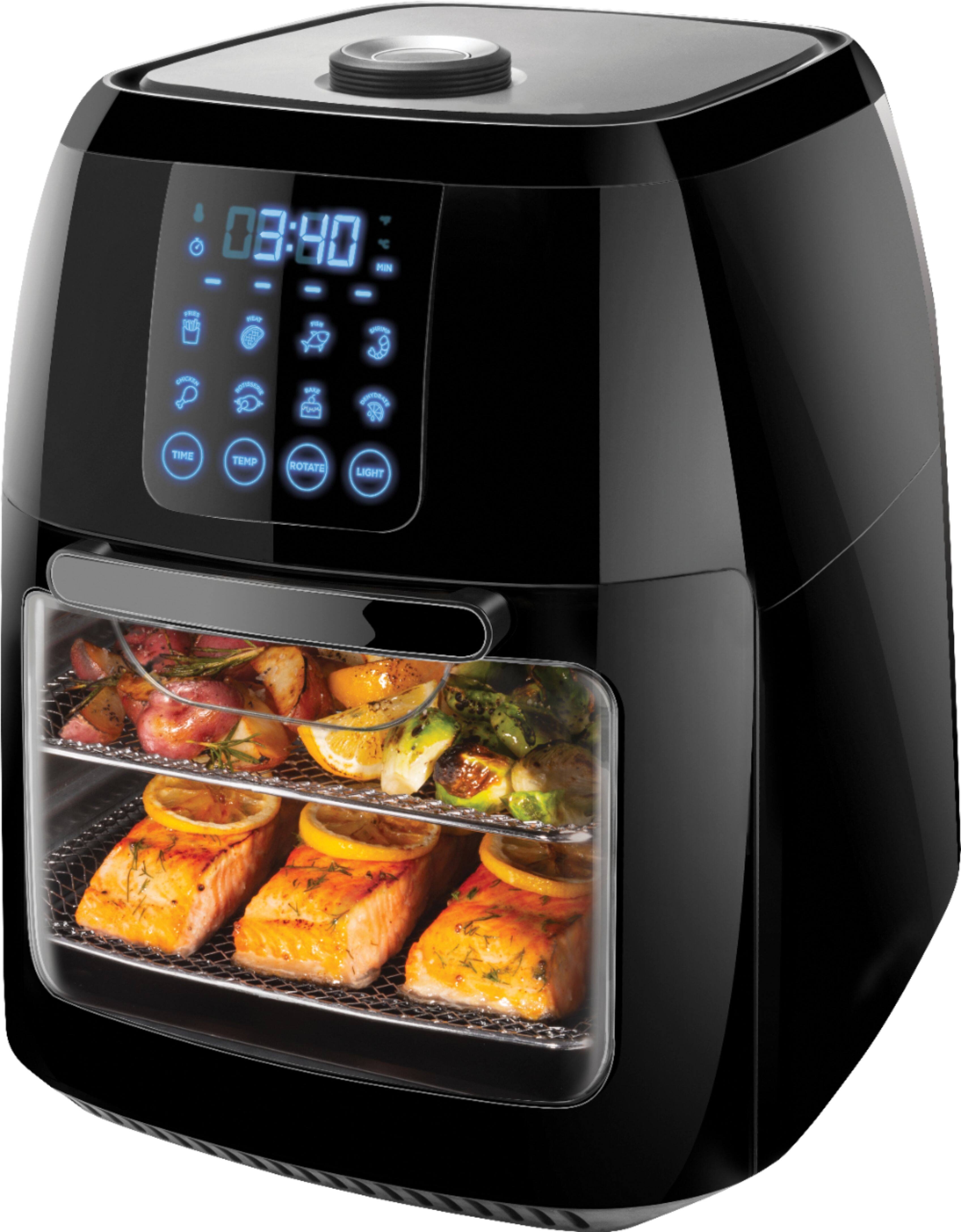 Left. Chefman - 6L Digital Air Fryer, Dehydrator, Rotisserie Combo - Black.