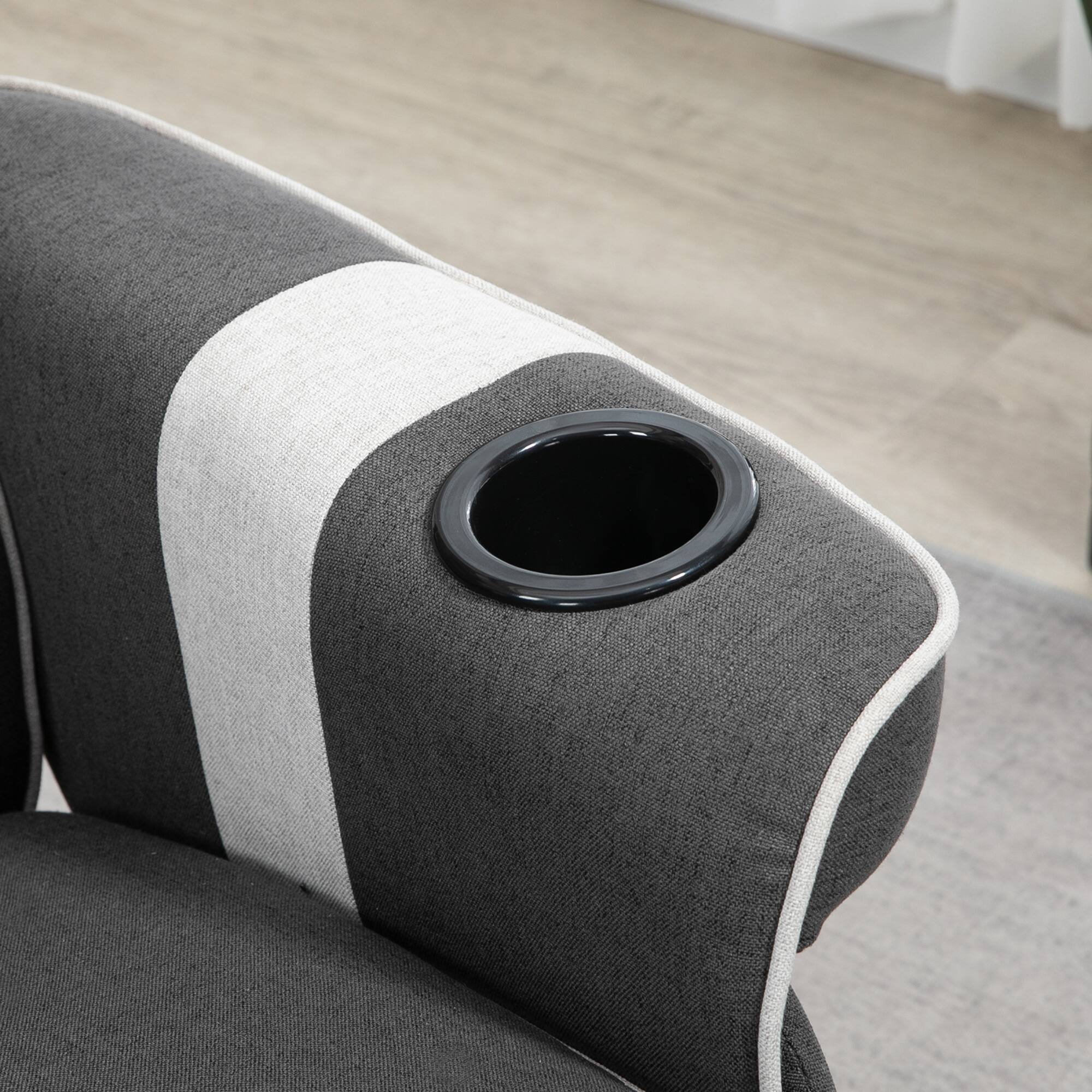 Alt View 8. Homcom - Manual Recliner: Swivel Lounge w/Footrest & Cup Holders - Black.