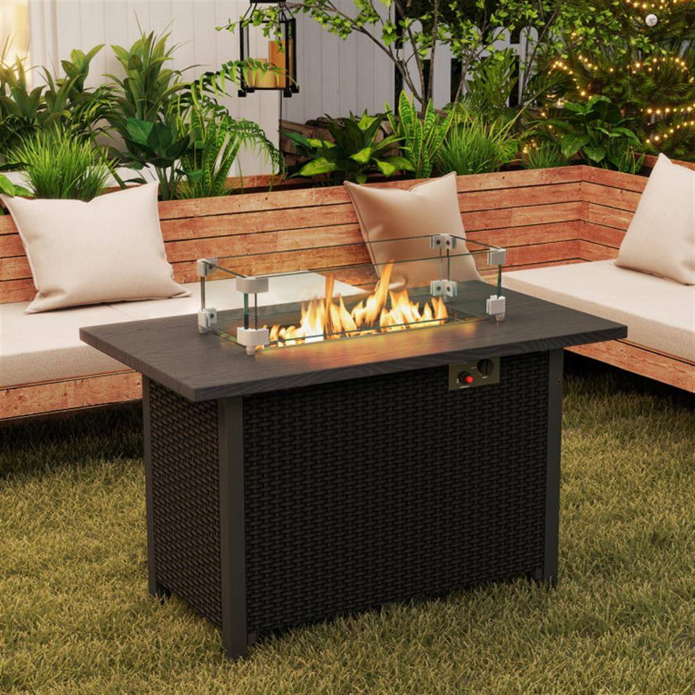 Alt View 1. Kadyn - Fire Pit Outdoor Smokeless Fire Pit50000 BTU 2 Inch ropane Gas Fire Pit Table with Wind Guard and Glass RocksBlack - Black.