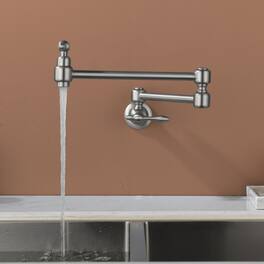 Wall Mounted Double Handle Pot Filler 1.8 GPM with Ceramic Cartridge and Mounting Hardware