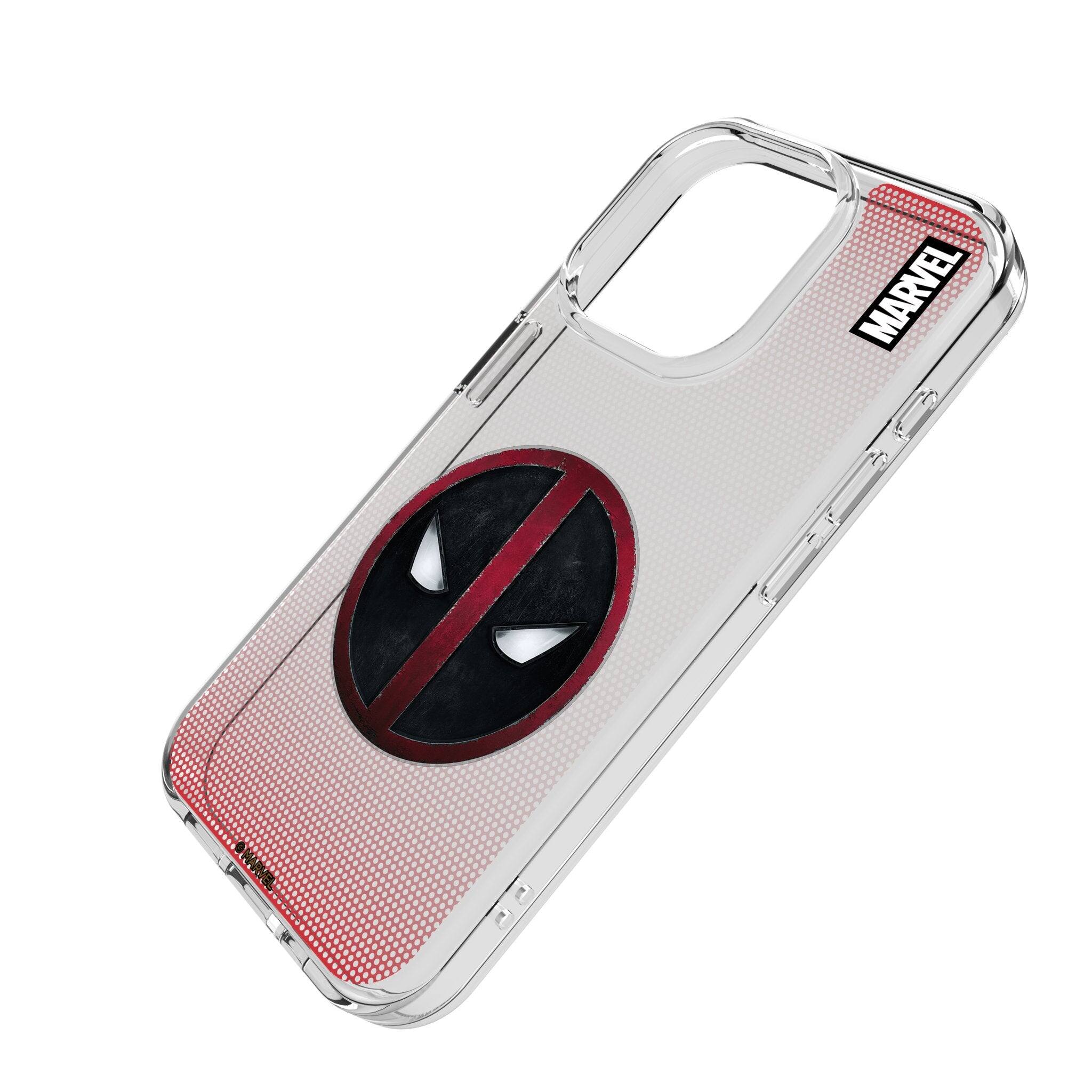 Angle. Keyscaper - Marvel Grid Clear Phone Case - Apple iPhone 16 Plus - Deadpool.