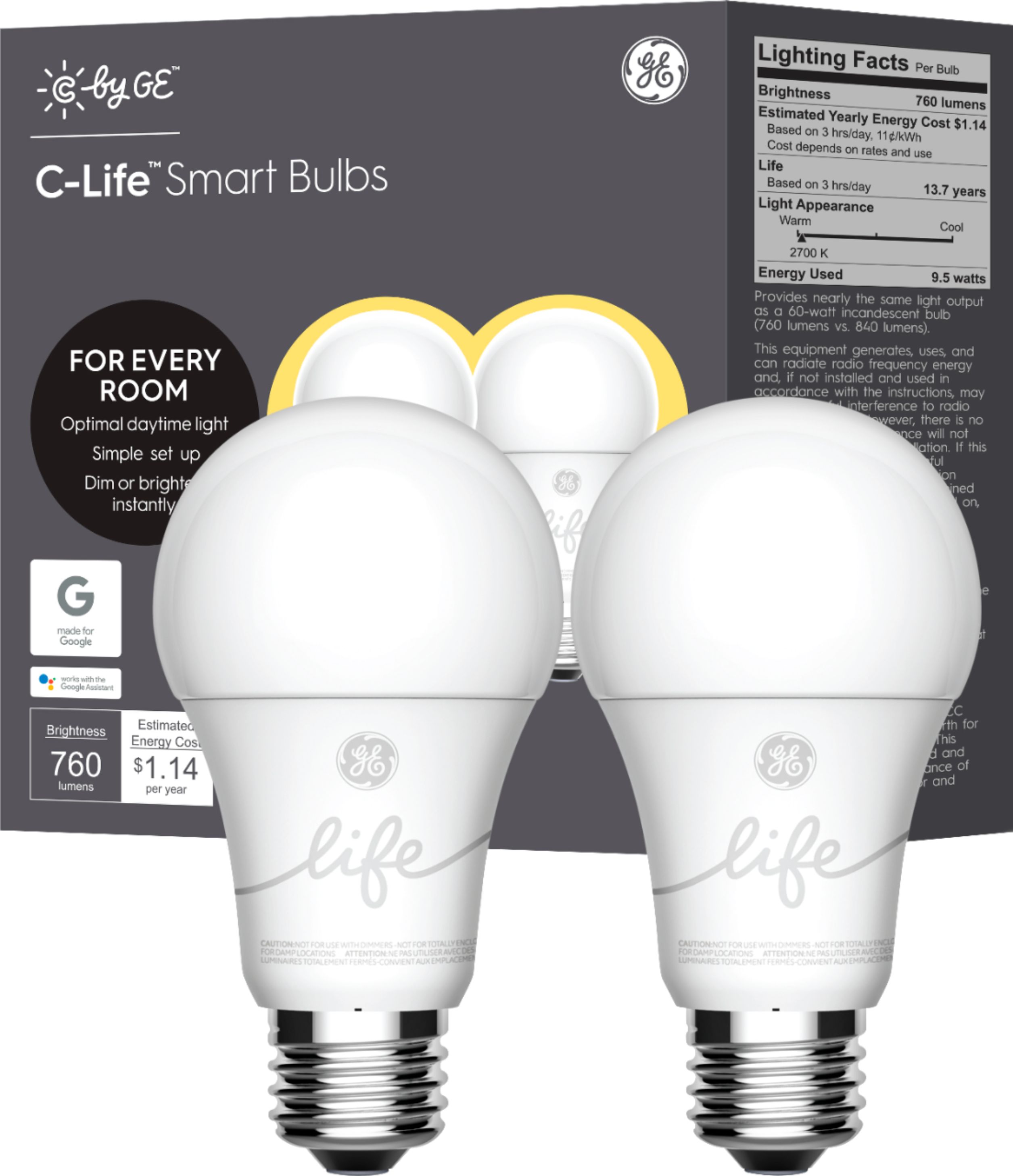 C By Ge A19 Bluetooth Smart Led Bulb With Google Assistant Alexa