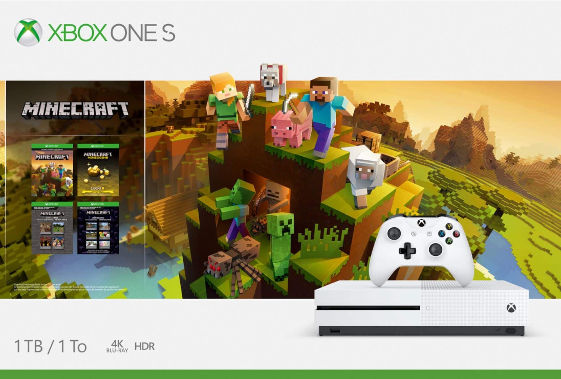 Xbox one s 1tb minecraft bundle hot sale white