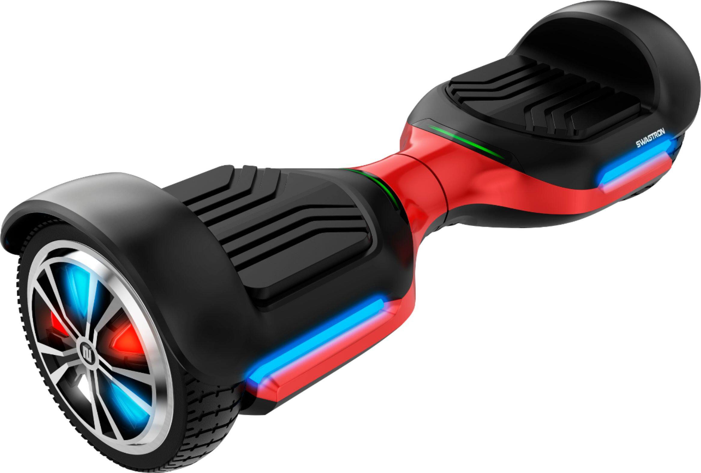 Angle. Swagtron - T588 Self-Balancing Bluetooth Scooter with LED Wheels - Red.
