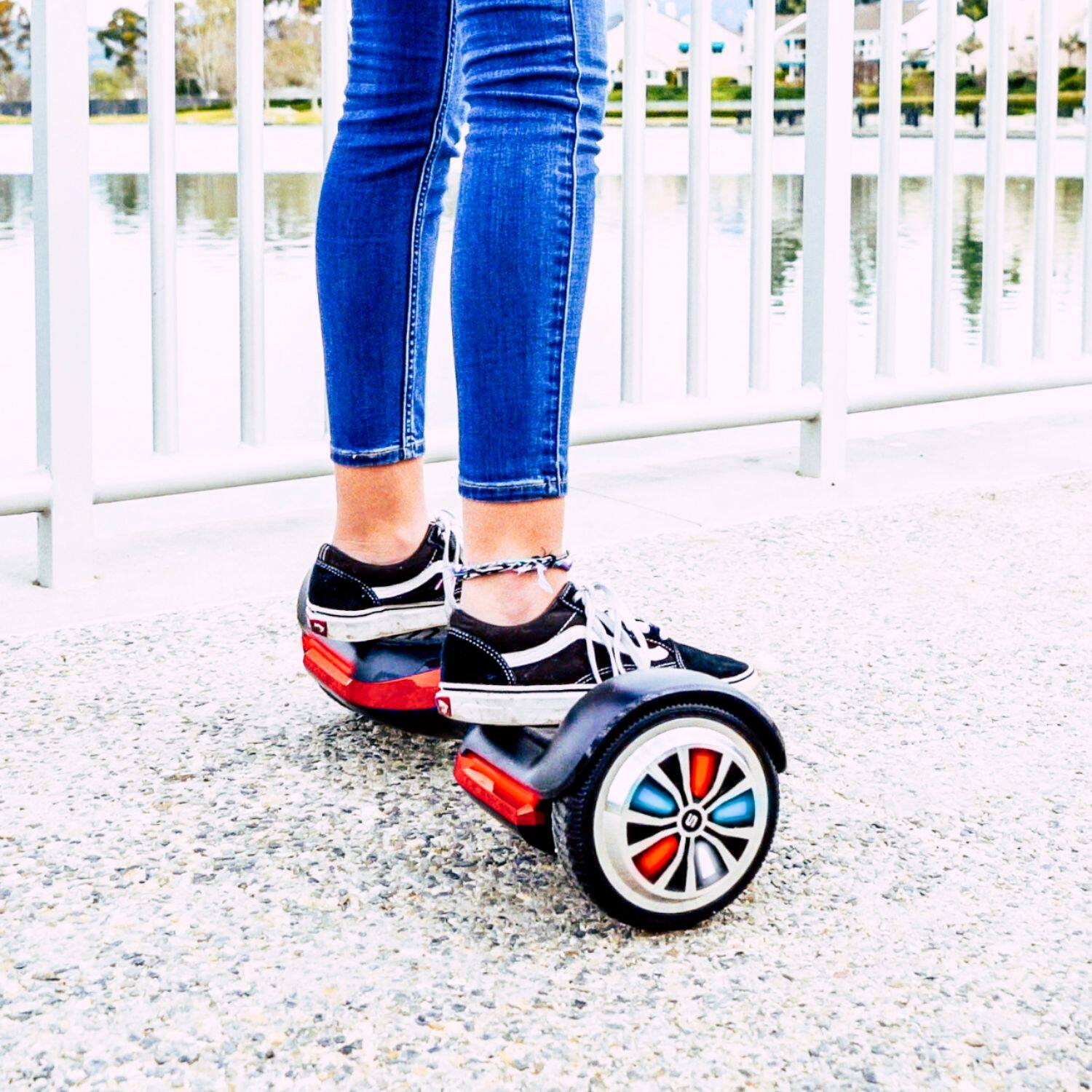 Alt View 20. Swagtron - T588 Self-Balancing Bluetooth Scooter with LED Wheels - Red.