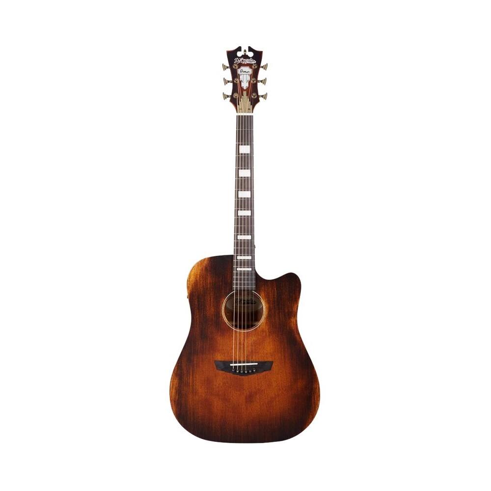 Front. D'Angelico - Premier 6-String Full-Size Dreadnought-Cutaway Acoustic/Electric Guitar - Aged Mahogany/Antique Bronze Hardware.