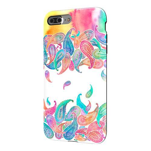 strongfit designers case for apple iphone 7 plus and 8 plus - rainbow paisley rain on white strongfit designers case for apple iphone 7 plus and 8 plus - rainbow paisley rain on white
