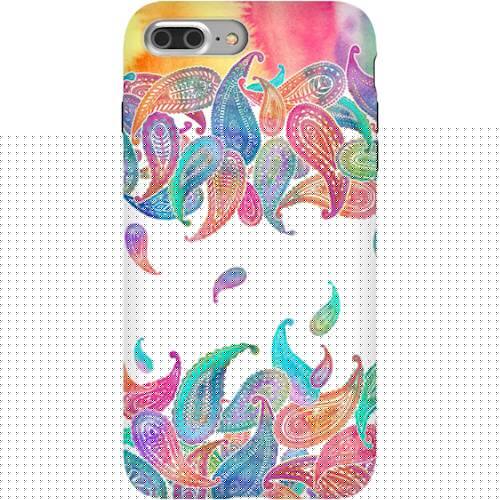 strongfit designers case for apple iphone 7 plus and 8 plus - rainbow paisley rain on white strongfit designers case for apple iphone 7 plus and 8 plus - rainbow paisley rain on white