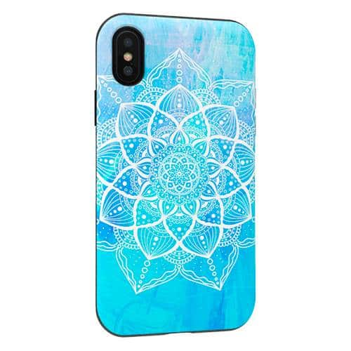 strongfit designers case for apple iphone x and xs - aqua mandala