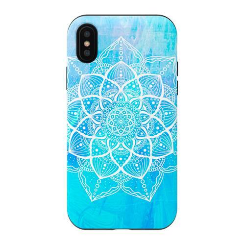 strongfit designers case for apple iphone x and xs - aqua mandala