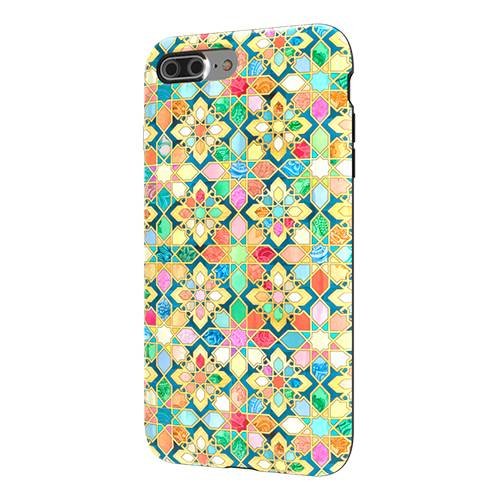 strongfit designers case for apple iphone 7 plus and 8 plus - gilded moroccan mosaic tiles