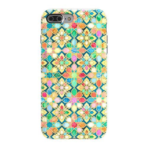 strongfit designers case for apple iphone 7 plus and 8 plus - gilded moroccan mosaic tiles