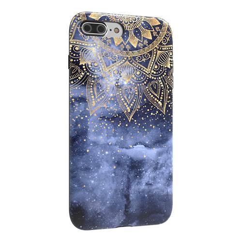 strongfit designers case for apple iphone 7 plus and 8 plus - whimsical gold mandala confetti