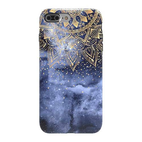 strongfit designers case for apple iphone 7 plus and 8 plus - whimsical gold mandala confetti