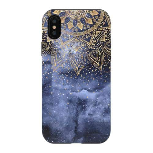 strongfit designers case for apple iphone x and xs - whimsical gold mandala confetti