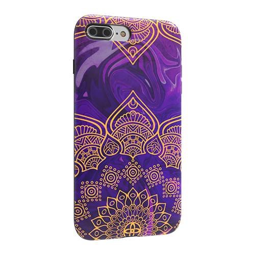 strongfit designers case for apple iphone 7 plus and 8 plus - mandala in purple marble