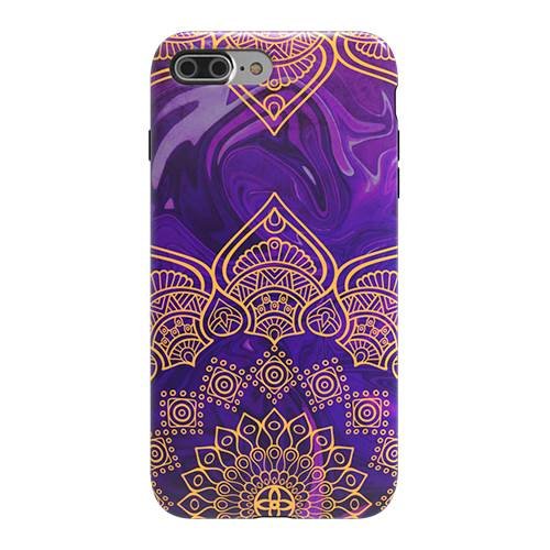 strongfit designers case for apple iphone 7 plus and 8 plus - mandala in purple marble