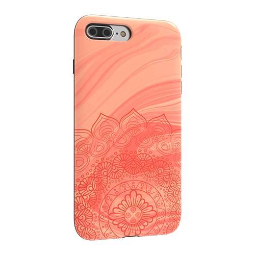 strongfit designers case for apple iphone 7 plus and 8 plus - mandala in orange marble