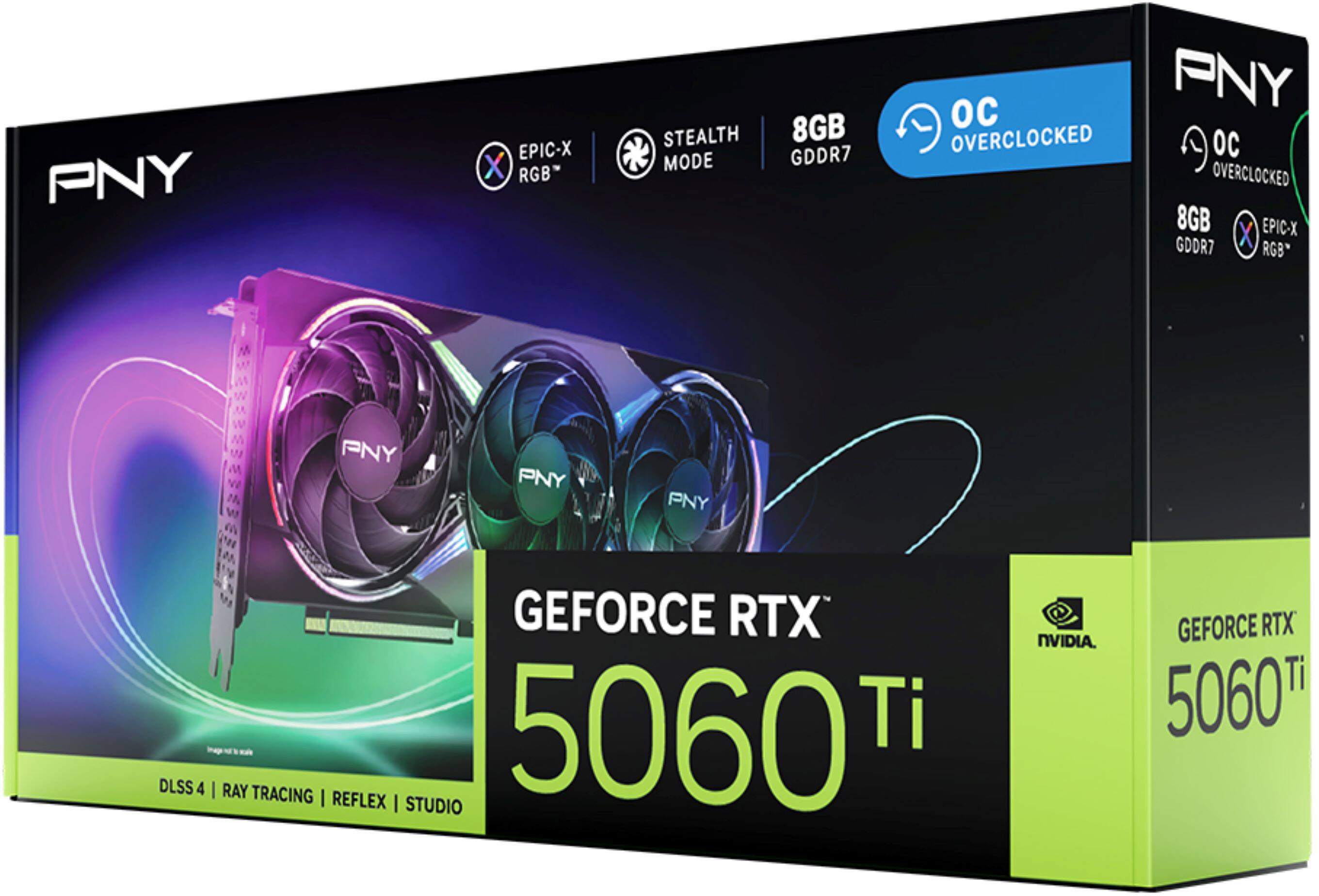 PNY EPIC-X RGB STEALTH MODE 8GB GDDR7 OC OVERCLOCKED PNY PNY PNY DLSS 4 GEFORCE RTX 5060 Ti | RAY TRACING I REFLEX I STUDIO NVIDIA. GEFORCE RTX Ti 5060 Ti