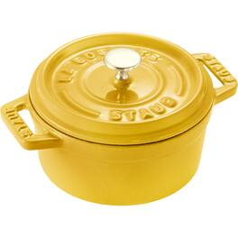 Staub - Cast Iron Mini Round Cocotte, Dutch Oven, 0.25-quart, serves 1, Made in France - Citron