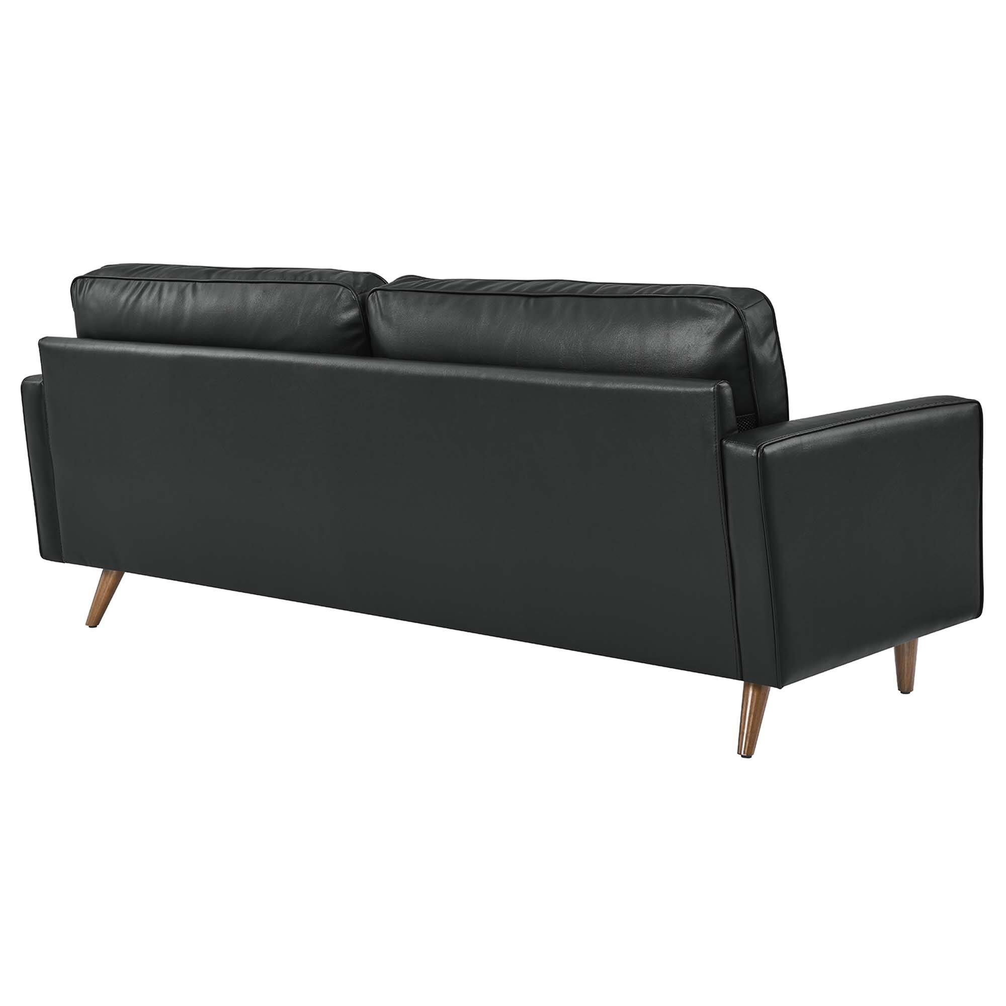 Back. Modway - Valour 81" Leather Sofa by Modway - Black.