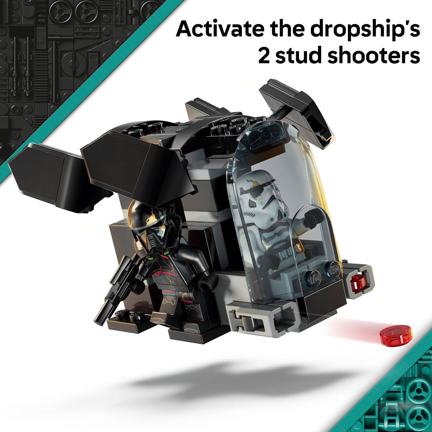 Activate the dropship's 2 stud shooters.
