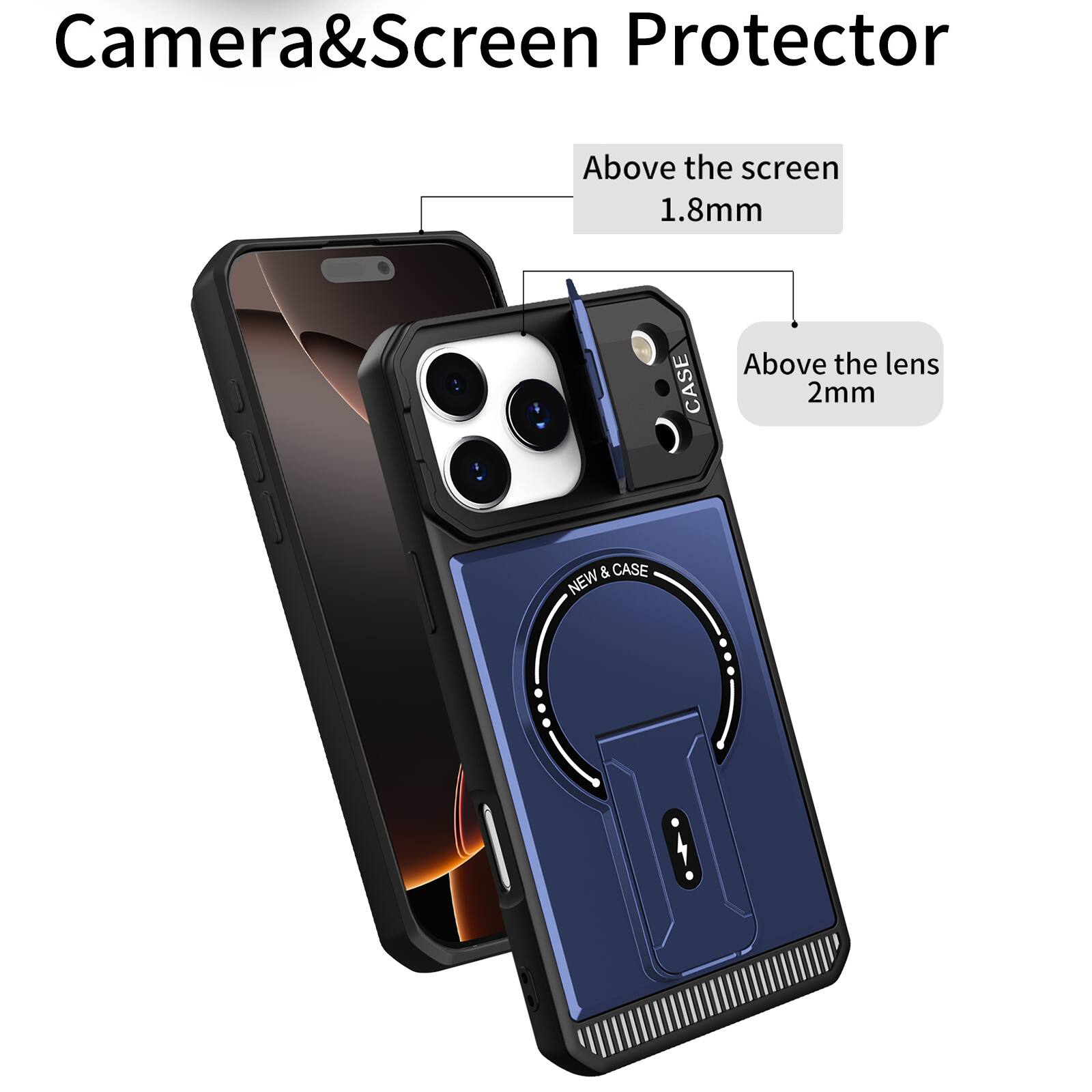 Camera & Screen Protector

Above the screen 1.8mm

CASE

Above the lens 2mm

& CASE NEW
