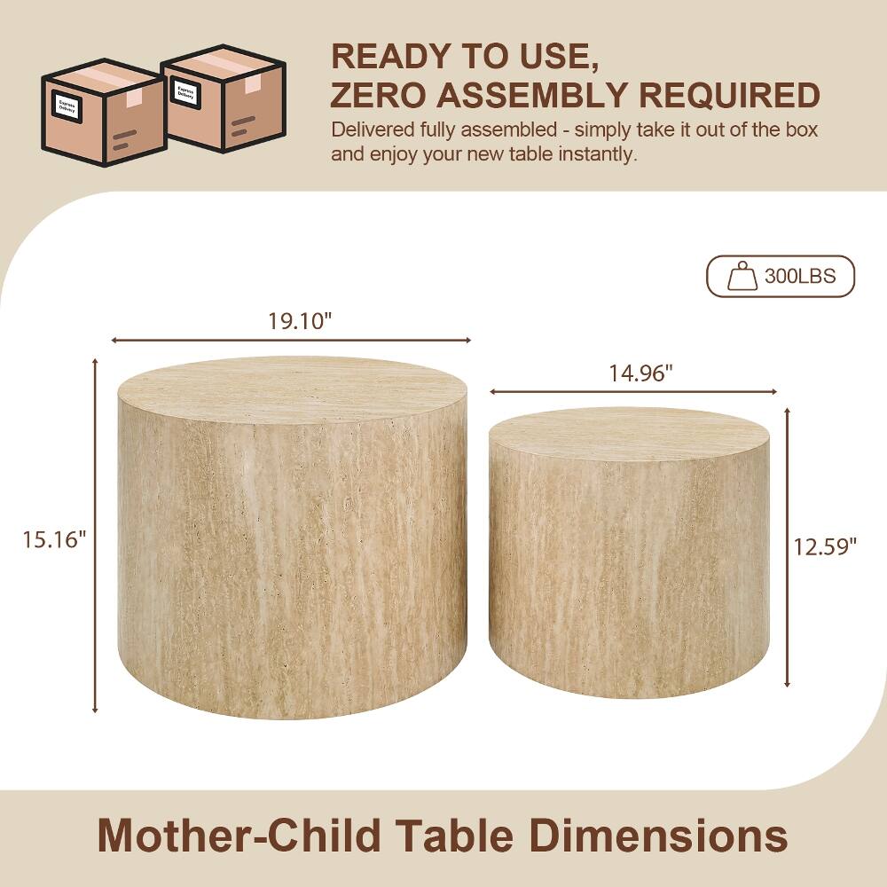 READY TO USE, ZERO ASSEMBLY REQUIRED  
Delivered fully assembled - simply take it out of the box and enjoy your new table instantly.  

300LBS  

19.10"  
14.96"  
15.16"  
12.59"  

Mother-Child Table Dimensions