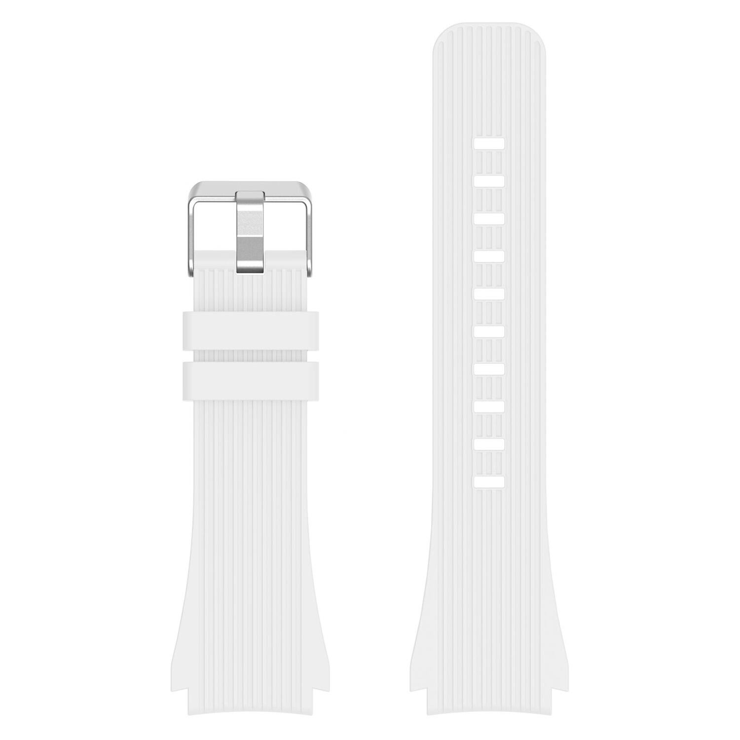 Left. StrapsCo - Active Band Silicone Rubber Watch Strap For Samsung Gear S3 - White.