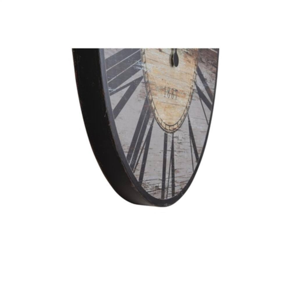 Left. Hivvago - Hivvago Gray Oversized Distressed Paris Wood Wall Clock - Grey.