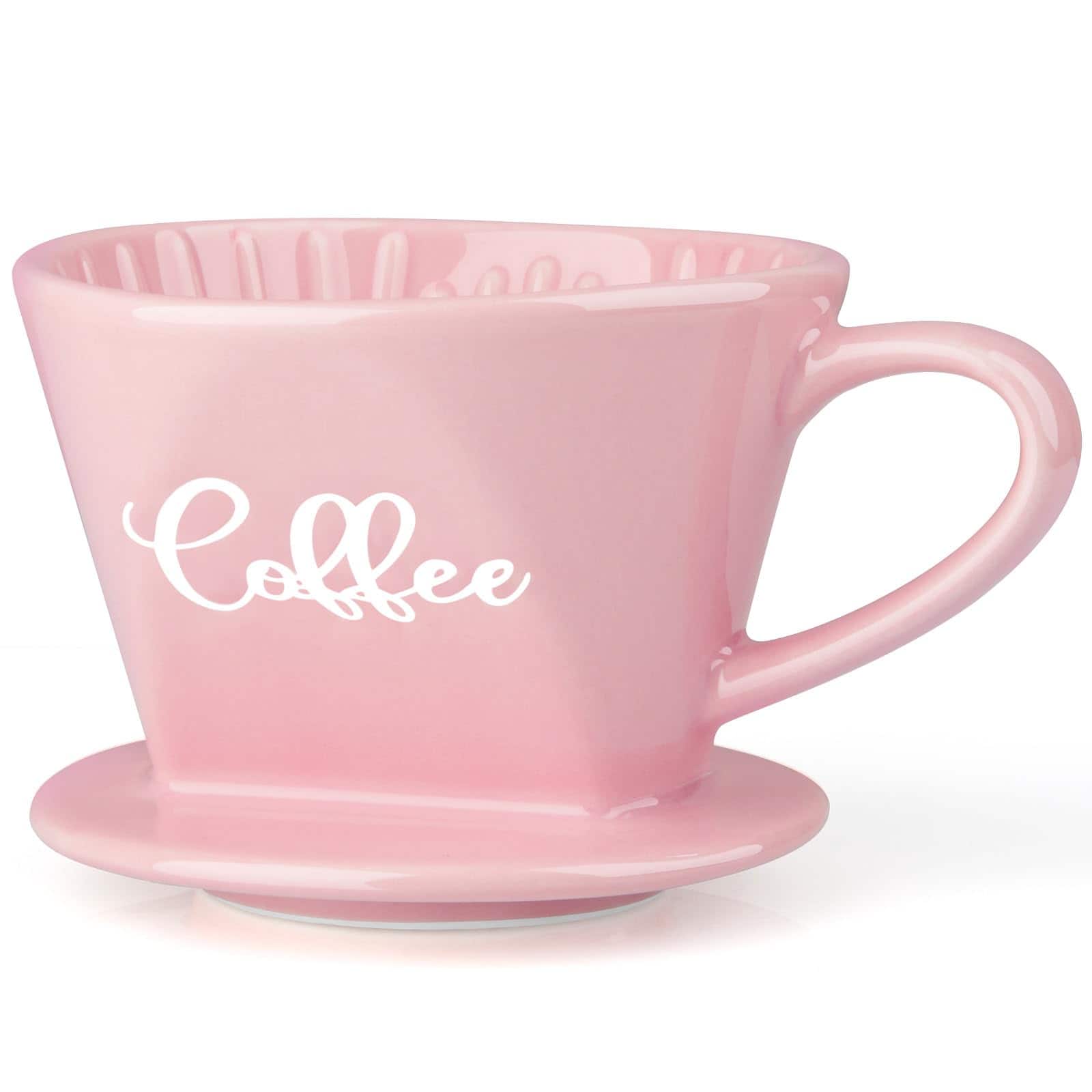 Dapper Styles - Pour Over Coffee Maker Ceramic Dripper Manual Brew Kitchen Decor And Accessories Single Cup Porcelain Slow - Pink