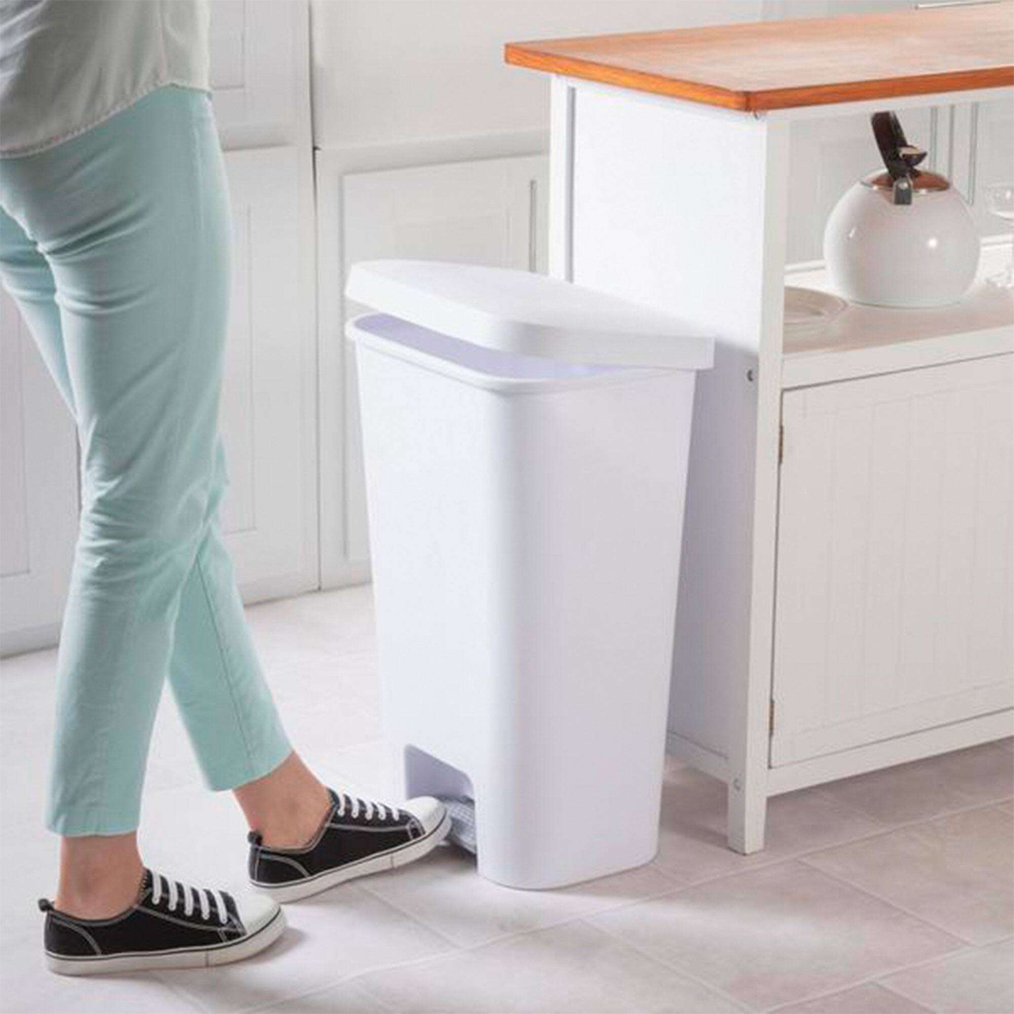 Alt View 2. Sterilite - Sterilite 11.9 Gal Rectangle Step On Trash Kitchen Wastebasket, White (8 Pack) - White.