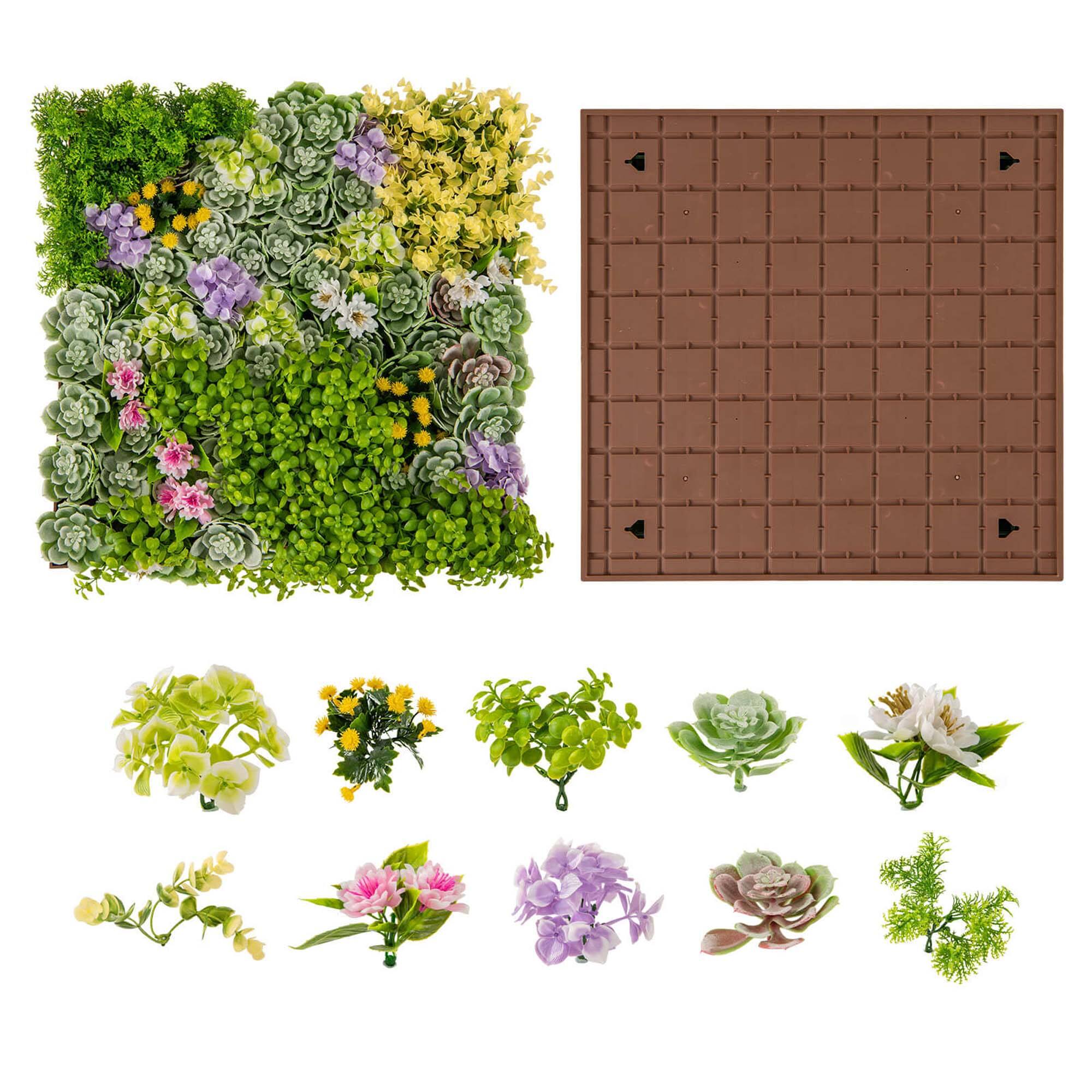 "Costway - 2 Pack 20"" x 20"" 3D Hanging Succulents Square Framed Artificial Foliage Wall Art - Green & Brown" price history on PriceWatchPro