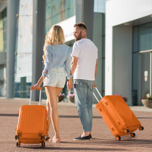Alt View 7. Winado - 3 Piece 20" 24" 28" Carry On Luggage Set Spinner Wheels Trolley Hardside Suitcase Sets with TSA Lock for Travel Business - Orange.