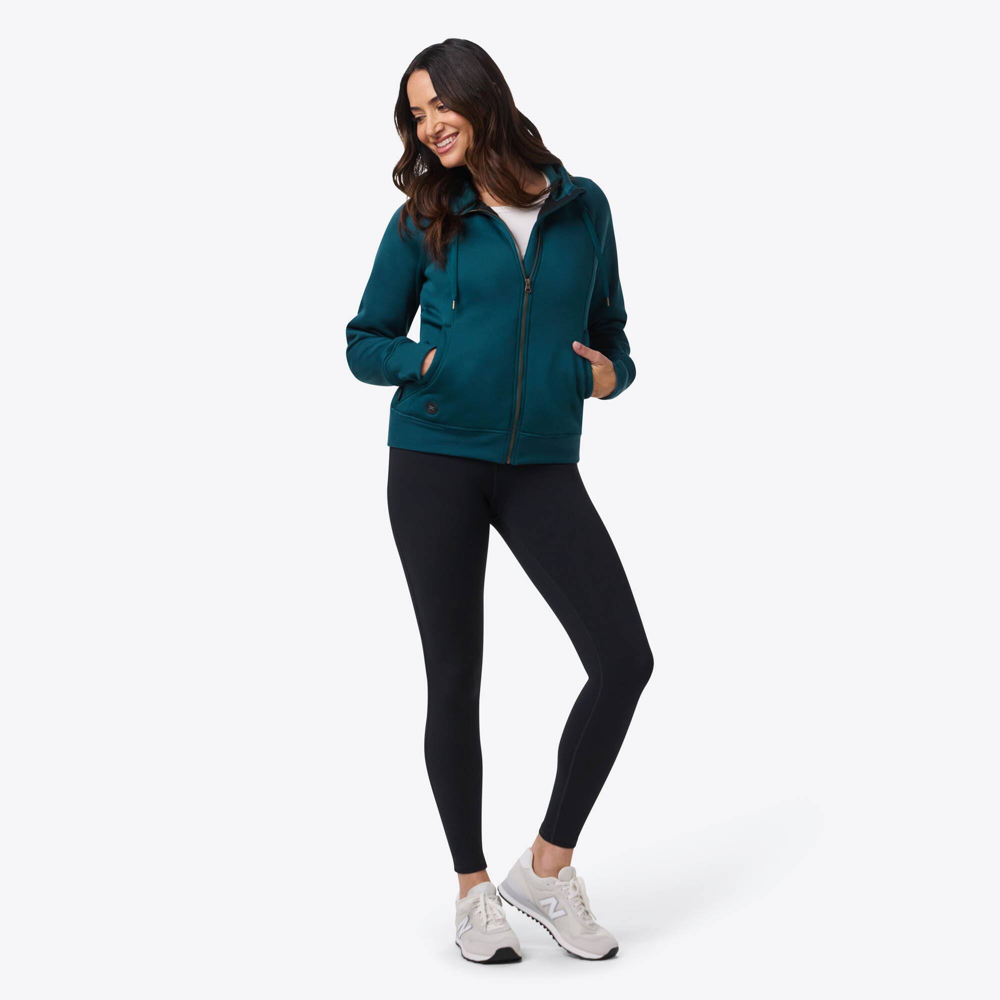 Left. Mobile Warming - Women's Highland Heated Hoodie - Dark Teal.