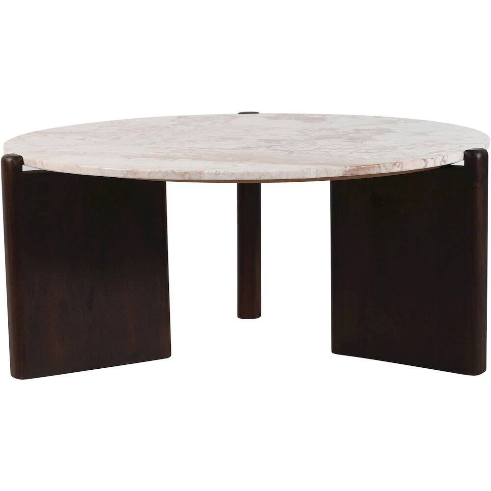 Alt View 1. Meridian Furniture - Varenna Cream Marble Top And Acacia Wood Base Coffee Table - Brown.