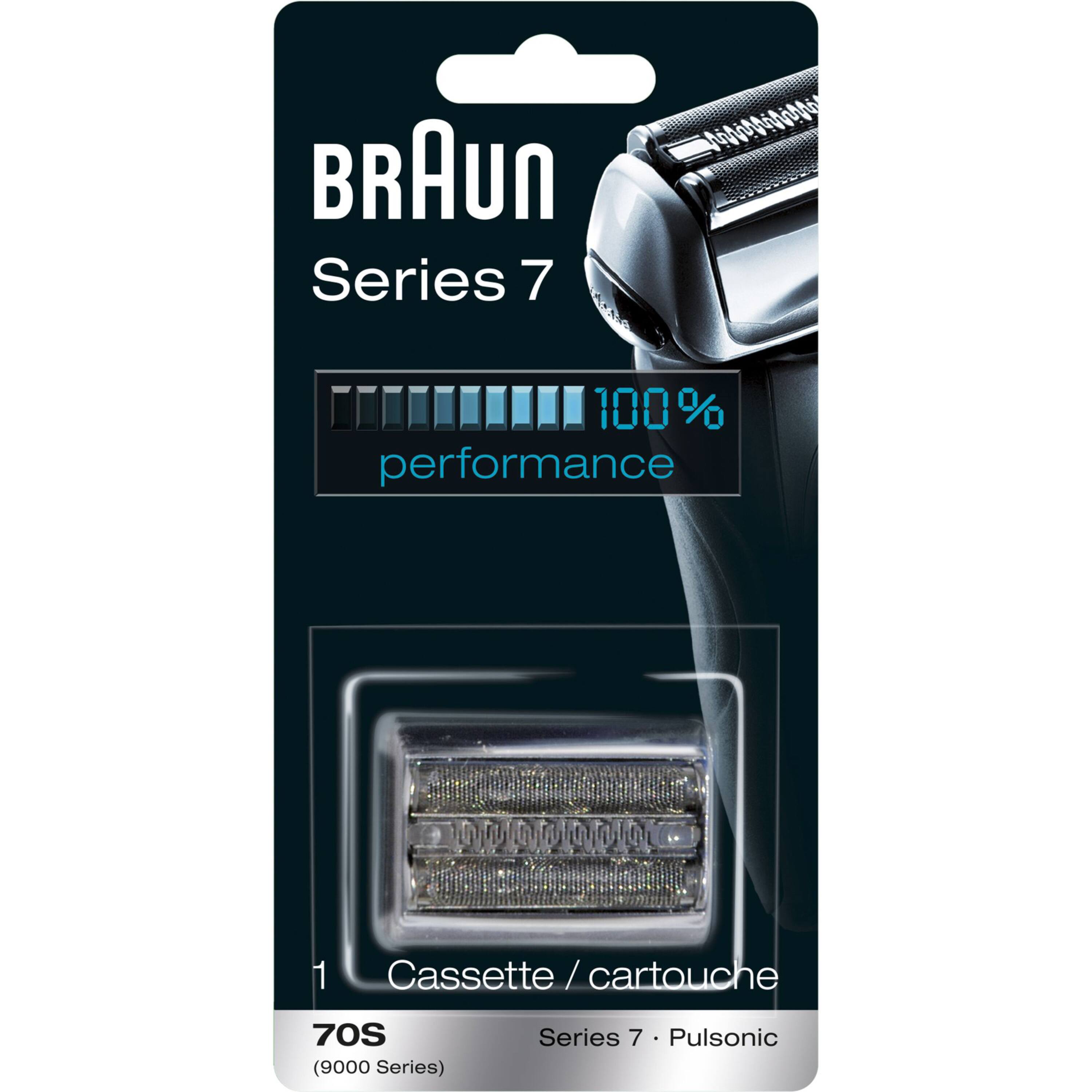 BRAUN Series 7  
100% performance  
1 Cassette / cartouche  
70S (9000 Series)  
Series 7 Pulsonic