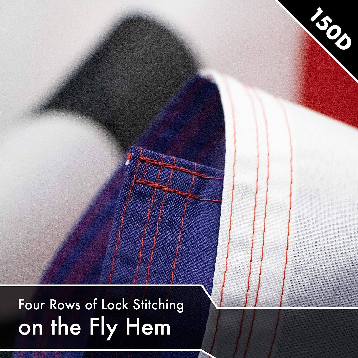 150D  
Four Rows of Lock Stitching on the Fly Hem