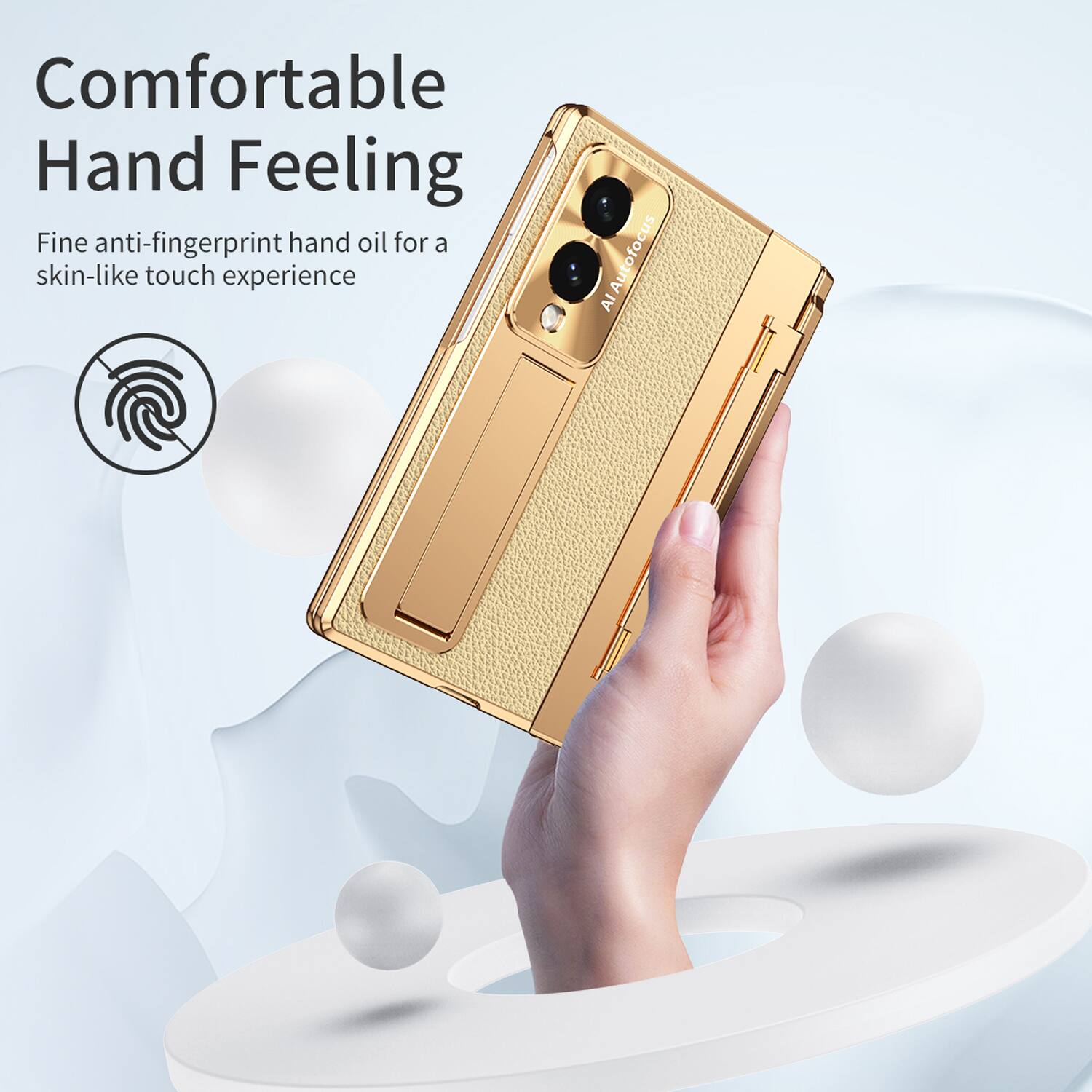 Comfortable Hand Feeling  
Fine anti-fingerprint hand oil for a skin-like touch experience