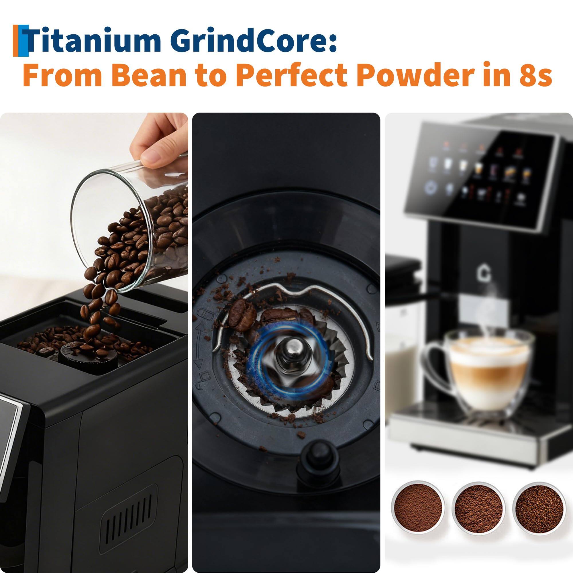 Titanium GrindCore:  
From Bean to Perfect Powder in 8s