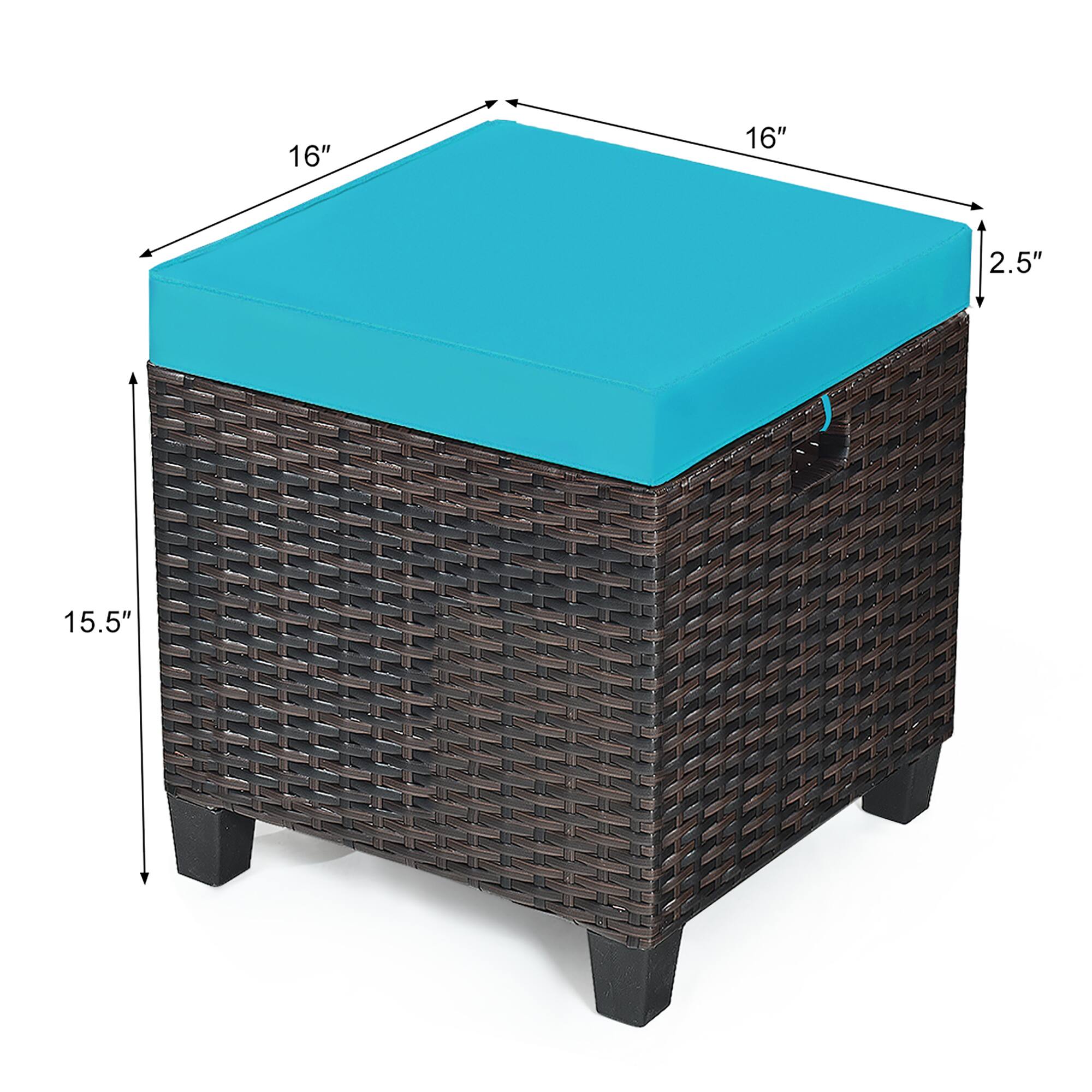 The text on the image reads "16" 16" 2.5" 15.5". This suggests that the dimensions of the wicker box are 16 inches in length and width, and 2.5 inches in height.
