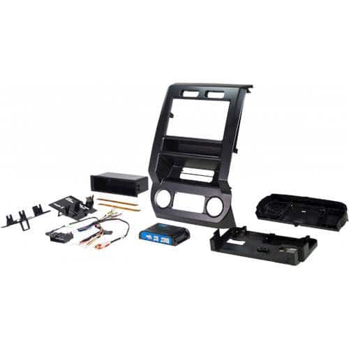 Front. PAC - Integrated Radio Replacement Dash Kit with Climate and Steering Wheel Controls for Select Ford F-Series Trucks - Black.